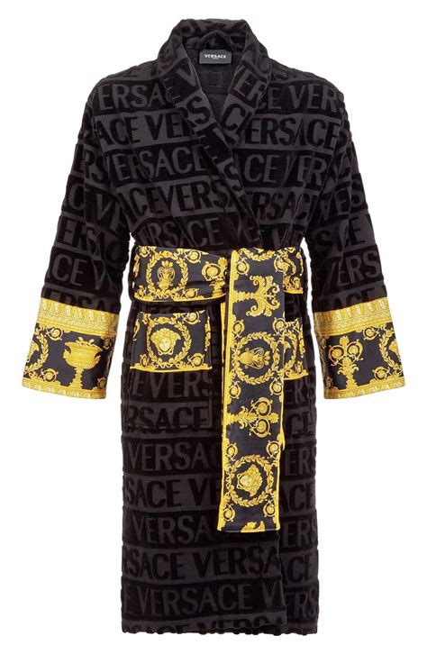 versace bath robe men white|Versace unisex barocco sleeve robe.